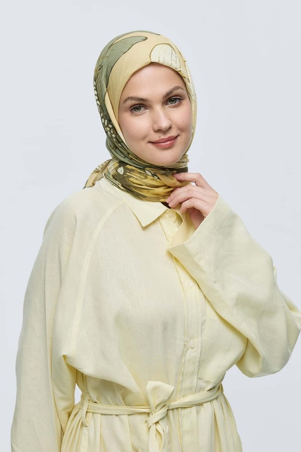 Şakayık Desen Bambu Eşarp - 3