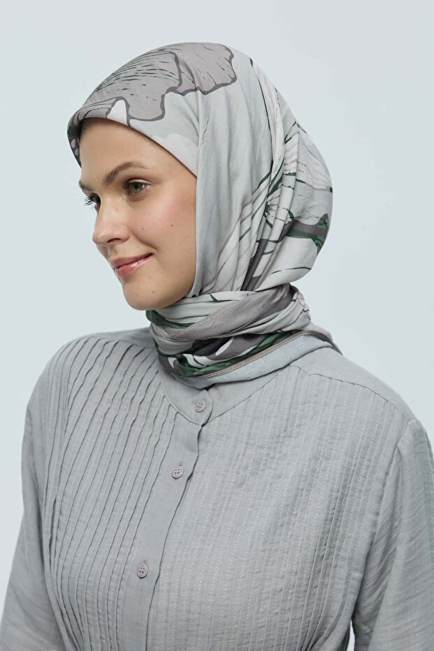 Şakayık Desen Bambu Eşarp - 3