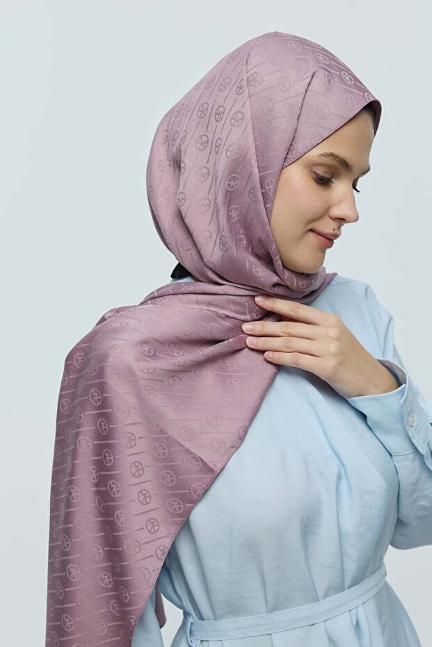 Silky Jacquard Series Mk Line Pattern Shawl - 3