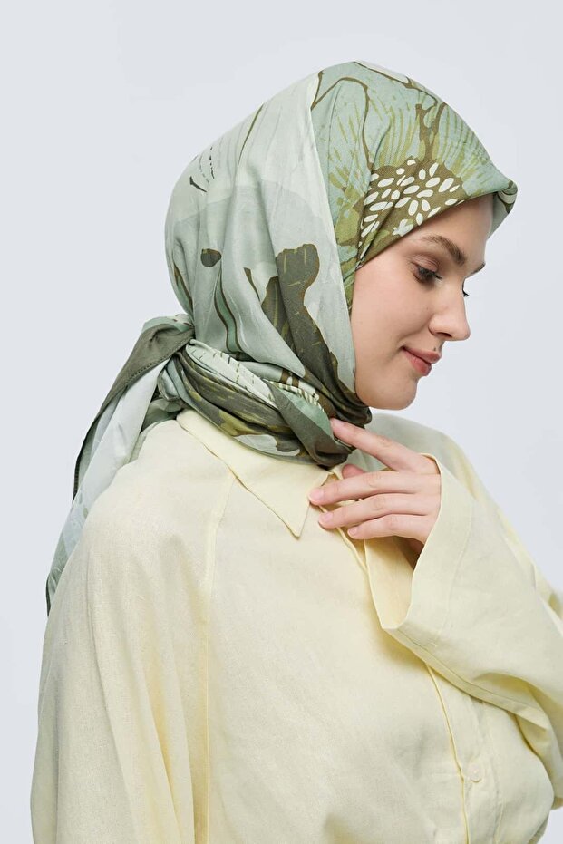 Şakayık Desen Bambu Eşarp - 2