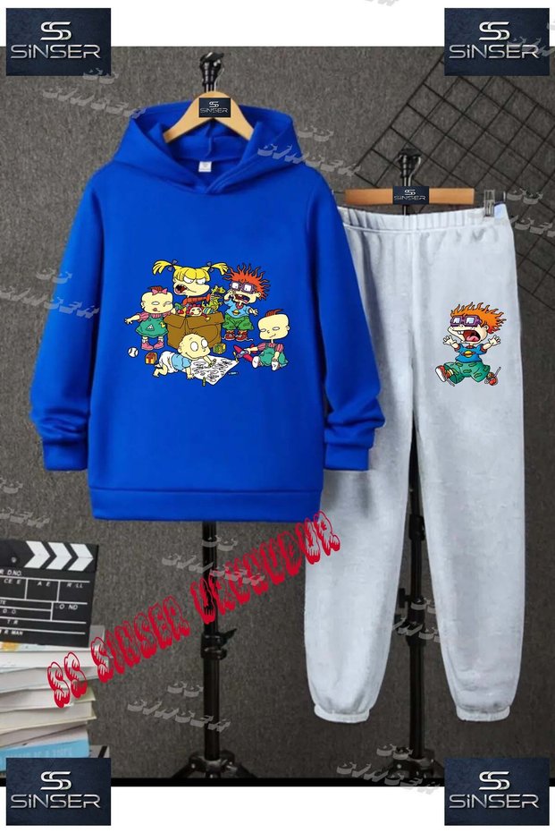 Children's Unisex "Bbaby Family Orange Children's Special Printed Hoodie Tracksuit Set