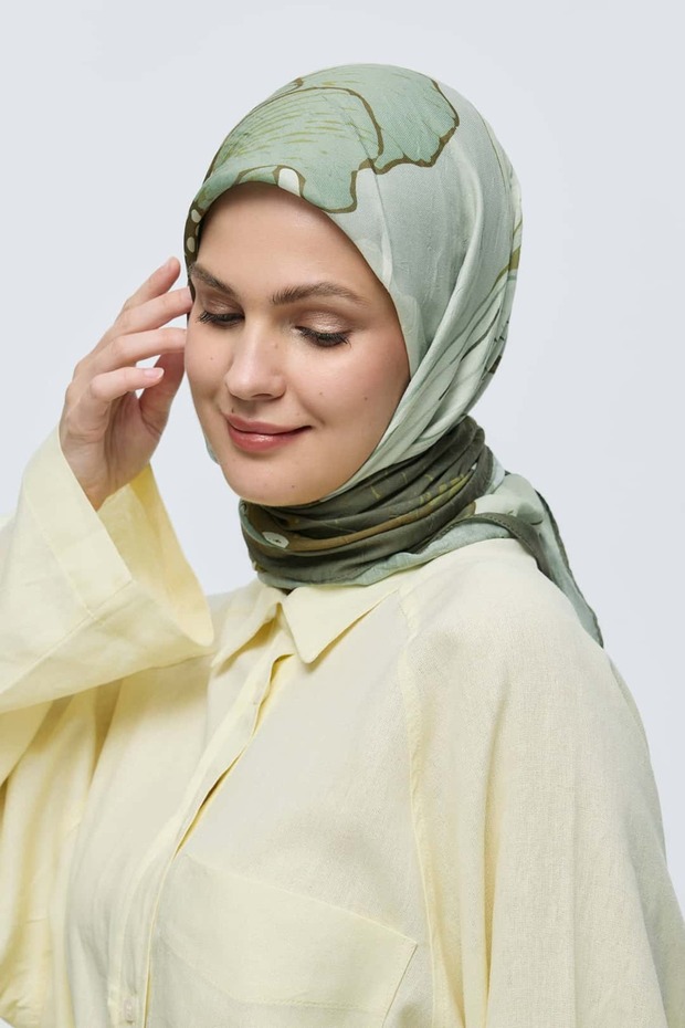 Şakayık Desen Bambu Eşarp - 3