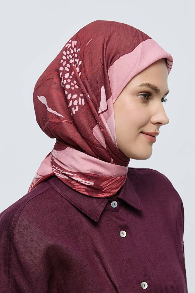 Şakayık Desen Bambu Eşarp - 5