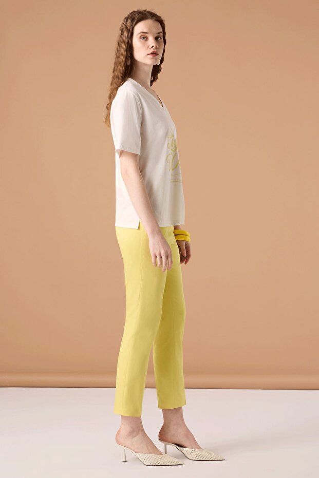 Slim Fit Pantolon Sarı - 3