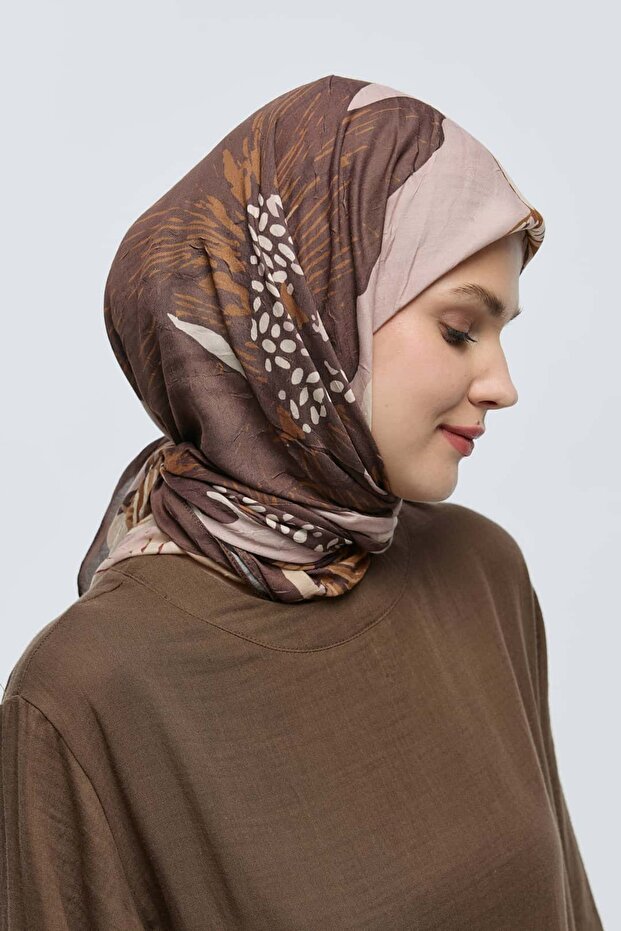 Şakayık Desen Bambu Eşarp - 3