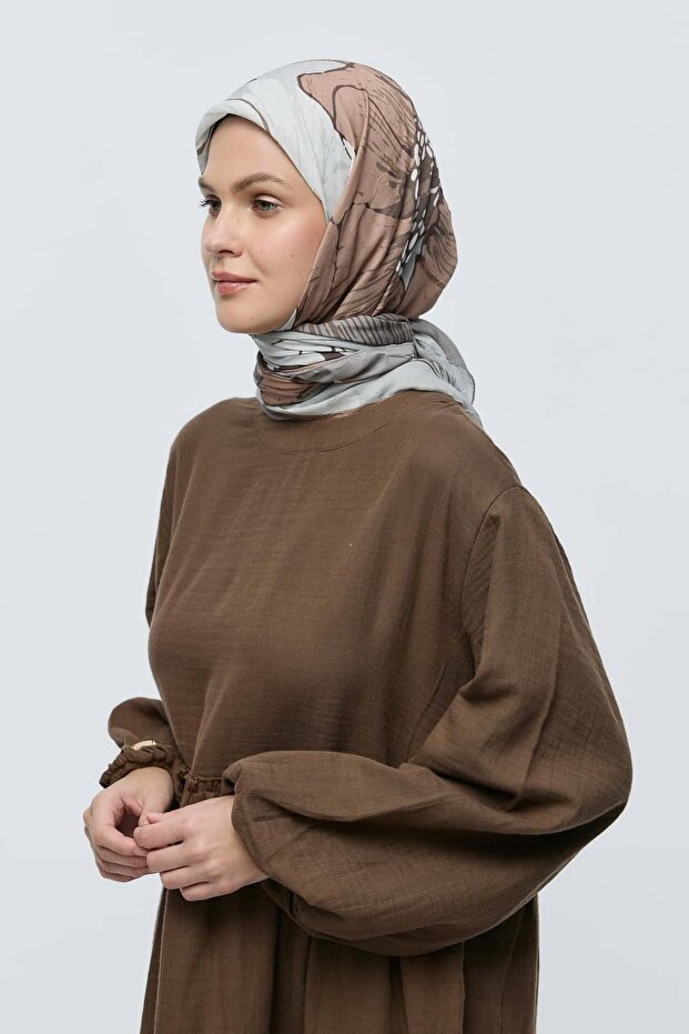 Şakayık Desen Bambu Eşarp - 2