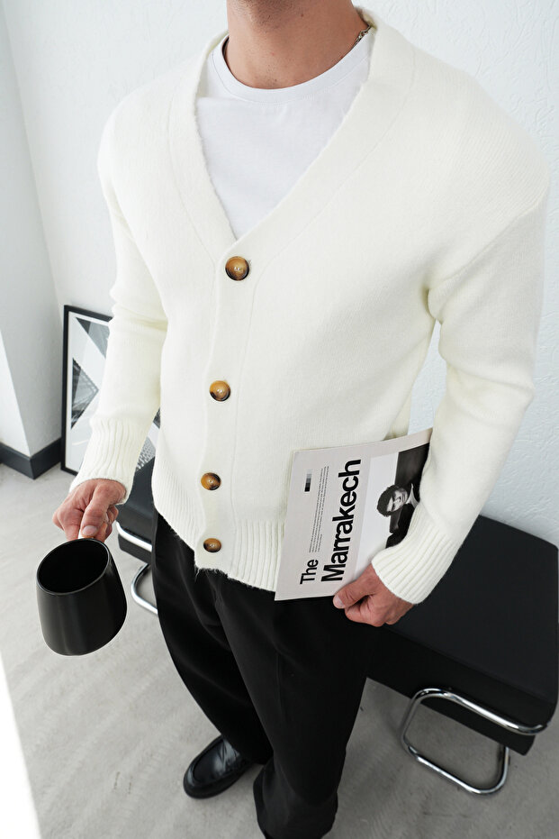 Düğmeli Oversize Hırka - 1