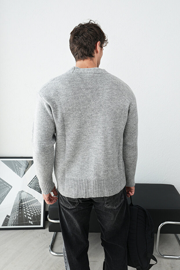 Düğmeli Oversize Hırka - 4