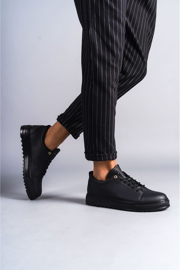 Slw152 cool lace-up skin men's casual sports classic shoes cst - black