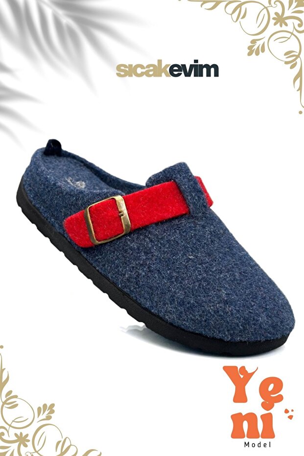 Women's Winter House Slippers – Warm, Lightweight and Durable Stylish Plush Slippers Navy Blue Red
