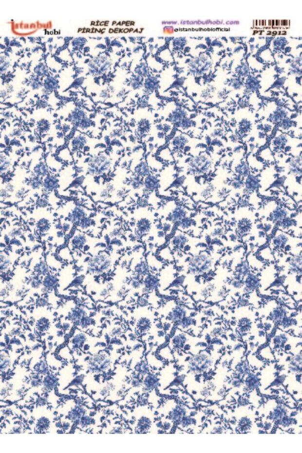 Brass Decopage Paper 30X42Cm Pt-2912 Blue Flower