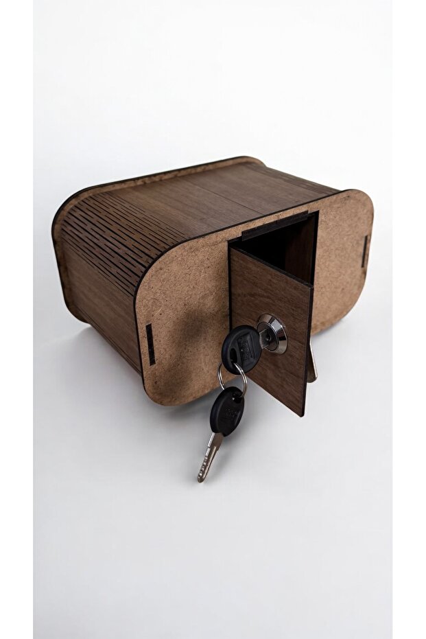 Sadaka Kutusu Kilitli Modern Tasarım Ceviz MDF - 2