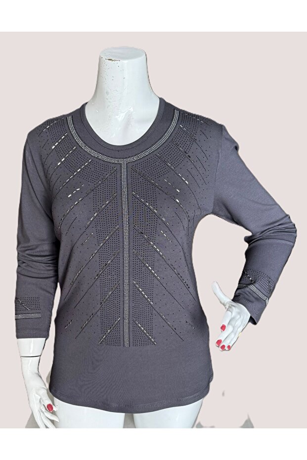 Long Sleeve Luxury Stone Embroidered Clover Fabric Mother Blouse