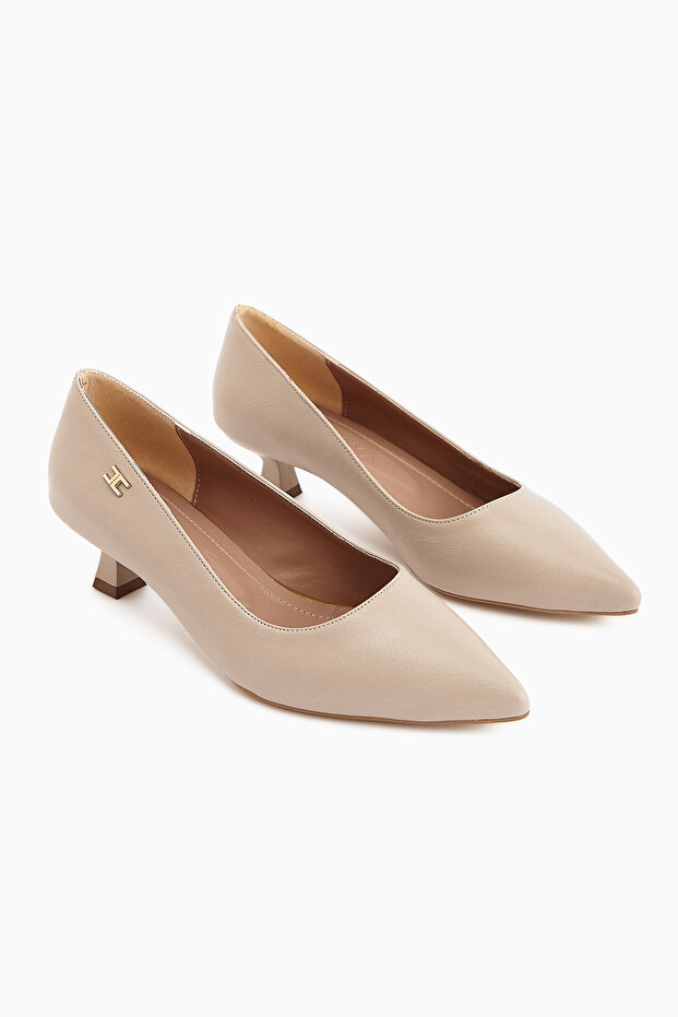 Wera Beige Short Heeled Shoes Women's Stiletto