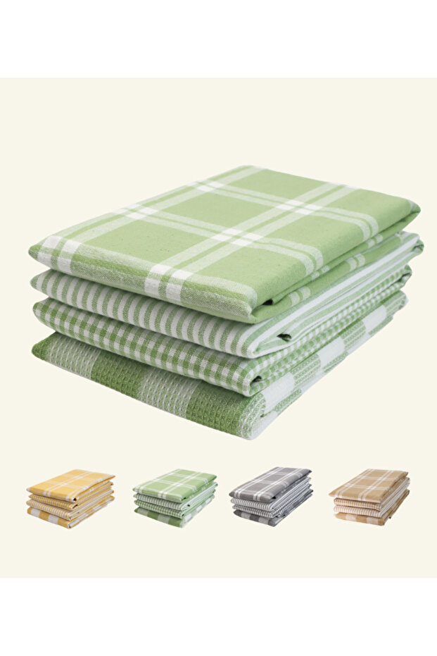 Multiweave 100% Cotton Kitchen Towels Set- Pack of 4, 46x71 cm - Highly Absorbent and Quick Dry