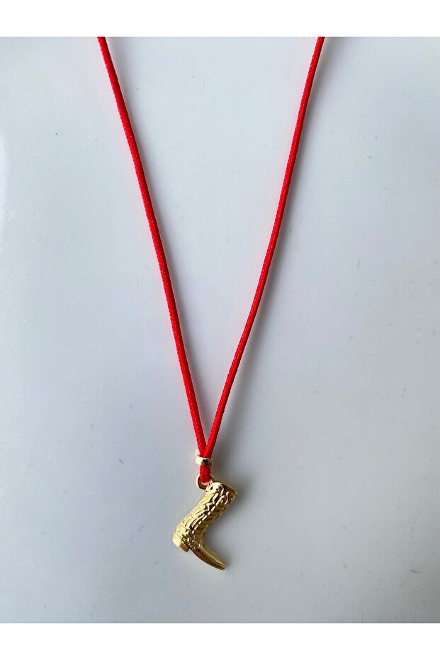 قلادة على شكل حبل أحمر وذهب - 1