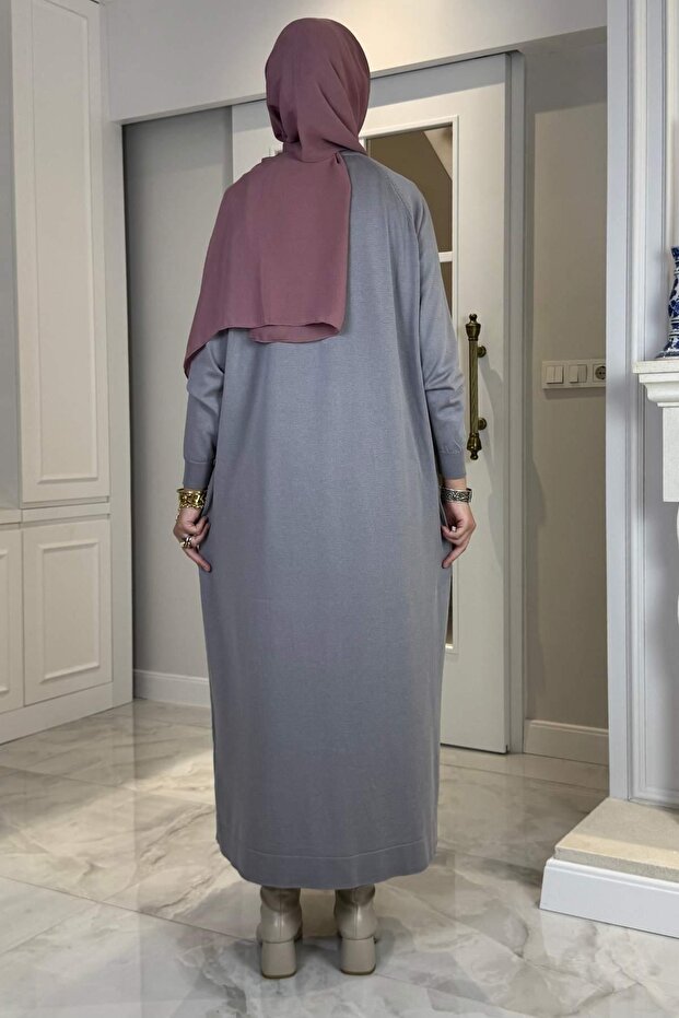 Ferace Triko Hırka Gri - 5