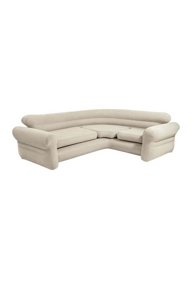 Corner Sofa "L-Shaped" Inflatable Couch 2.57M X 2.03M X 76Cm Beige