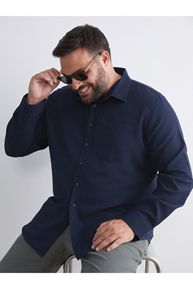 Plus Size Textured Men's Shirt