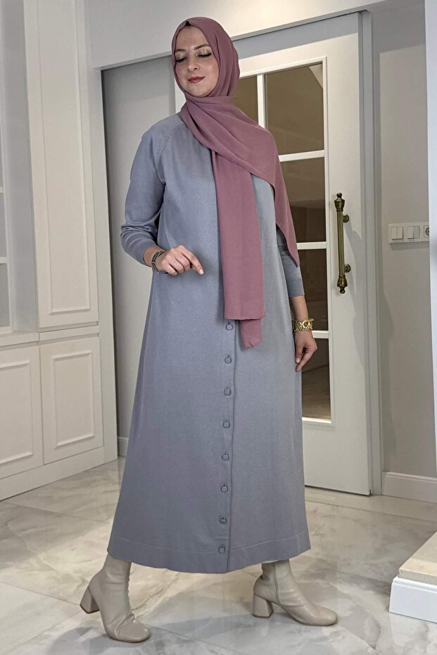 Ferace Triko Hırka Gri - 4