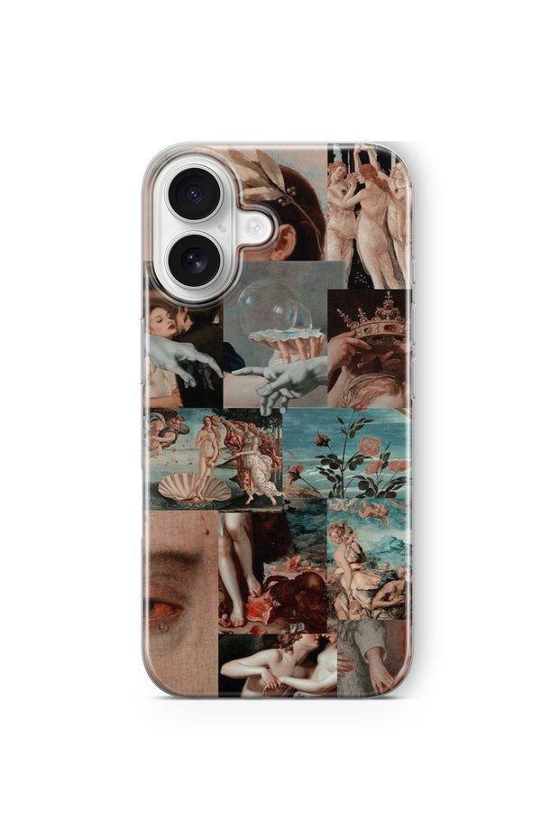 حافظة شفافة مطبوعة بتصميم كولاج فني متوافق مع هاتف iPhone 17