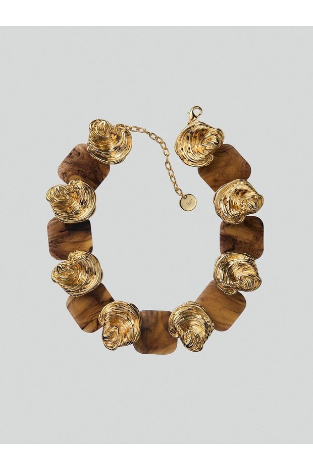 Marka Gold Detaylı Kemik Kolye - 1