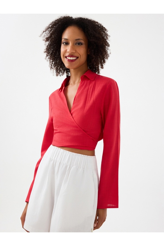 Crop Kadın Gömlek U.kol - 1