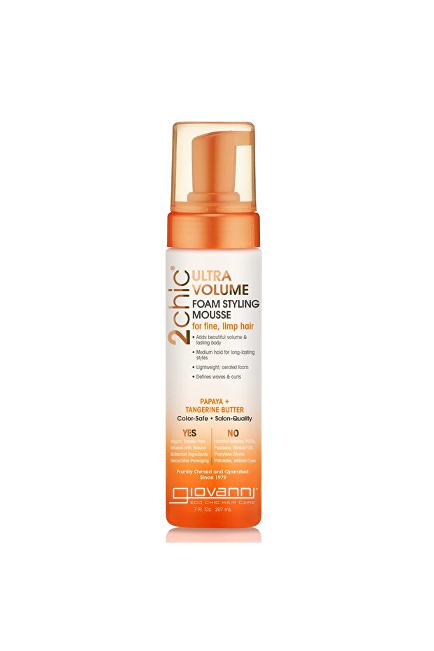 2Chic Ultra Volume Mousse for Fine & Thin Hair - Volumizing Foam with Papaya & Tangerine, 7 oz