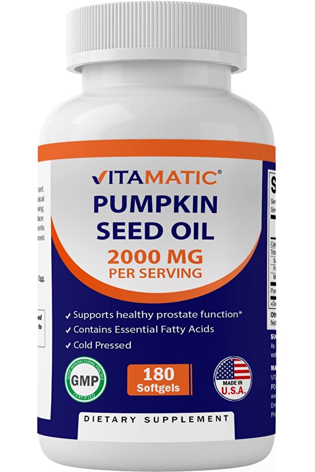 Pumpkin Seed Oil 2000mg Softgel Capsules per Serving - 180 Softgels - 1000mg per softgel