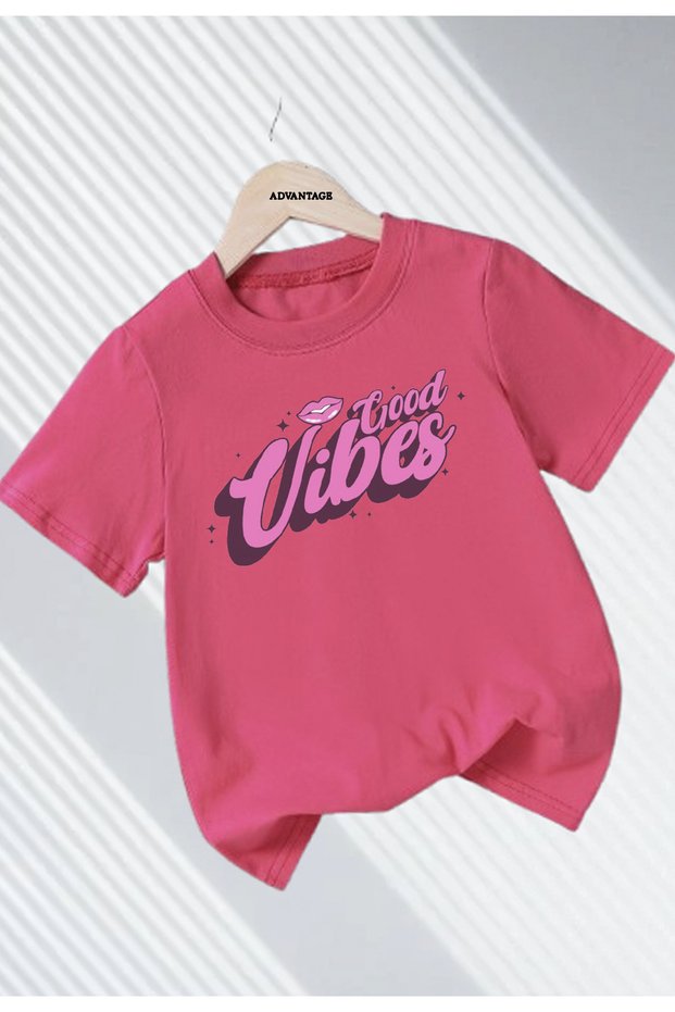Crew Neck Girl's Little Lady Printed Children's T-Shirt