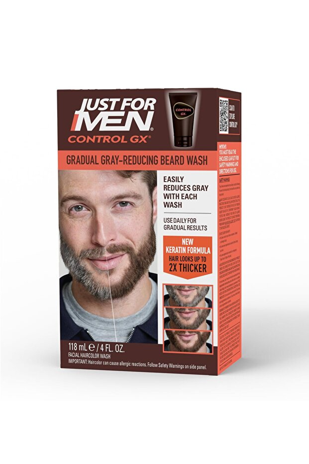 Control GX Grey Reducing Beard Wash with Keratin, Gradually Colors, 4 Fl Oz