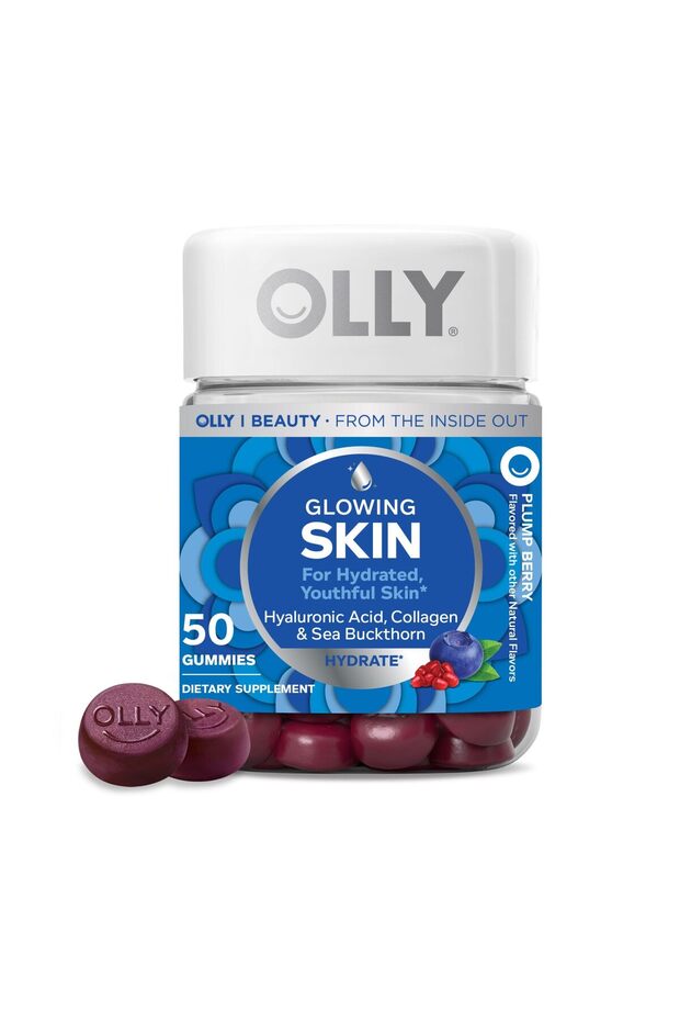 Glowing Skin Gummy with Hyaluronic Acid & Collagen, Plump Berry, 50 Count