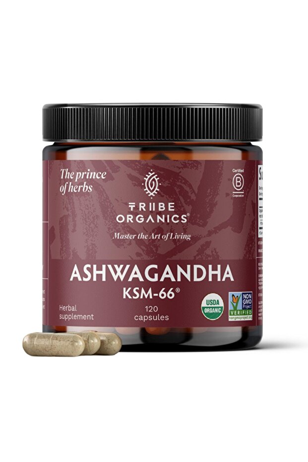 Ashwagandha KSM 66 Organic Root Powder Extract - 600mg, 120 Capsules