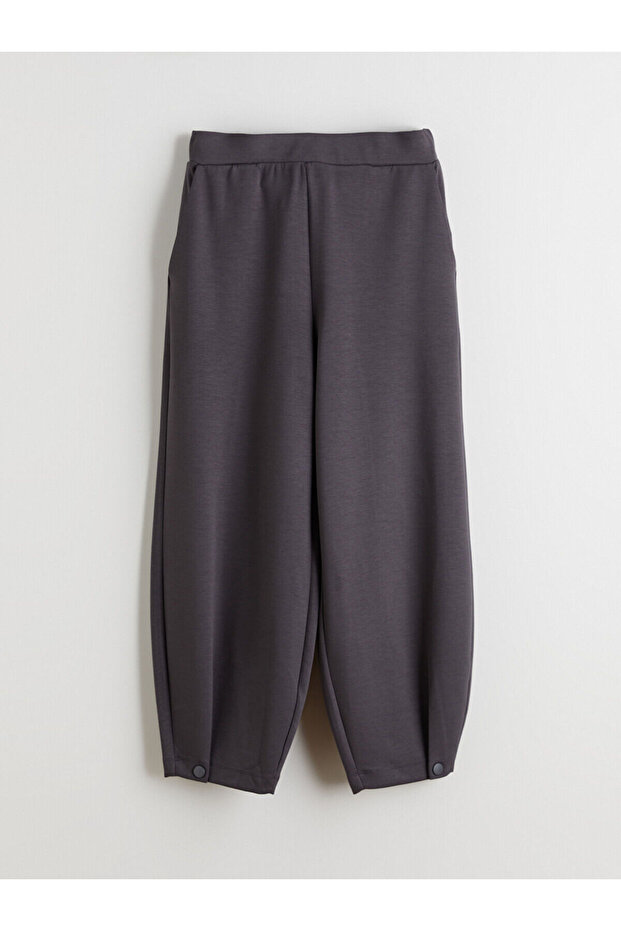 Antrasit Beli Lastikli Kadın Eşofman Altı - 1