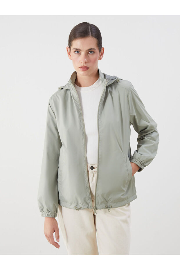 Green Hooded Women's Raincoat