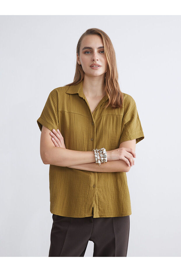 Özmarka New Season Textured Muslin Women's Shirt