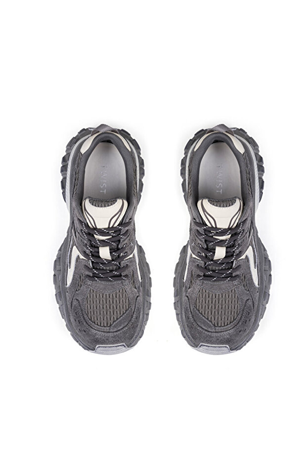 KONTRAST DOKULU YÜKSEK TABAN SNEAKER - 4