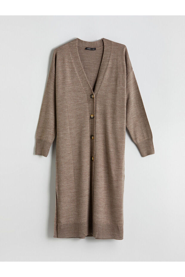 V Yaka Kadın Triko Hırka - 7