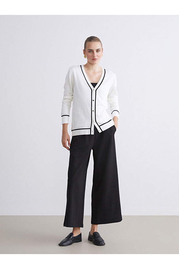 V Yaka Kadın Triko Hırka - 3