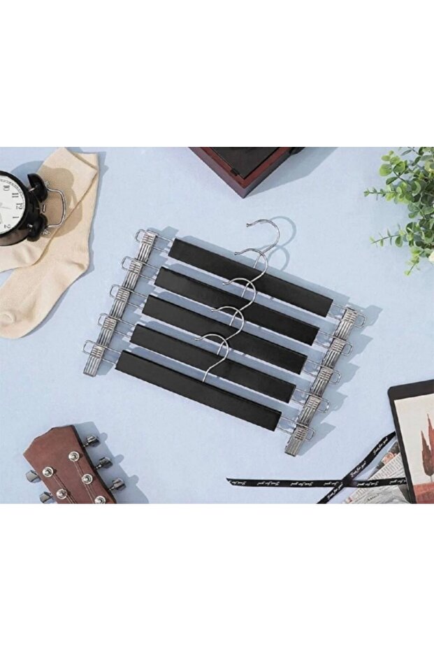 Wooden Look Plastic Hanger with Pegs, Skirt, Clothes Hanger, 1St Quality Luxury Trouser Hanger, 12 Pieces