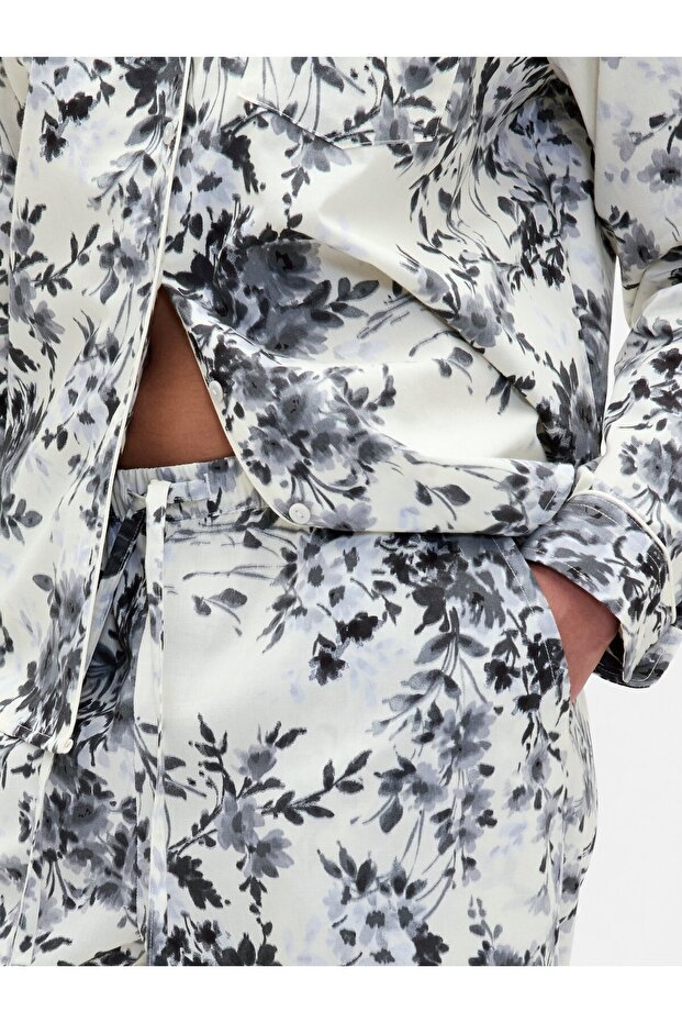 Kadın Açık Gri Poplin Pijama Altı - 3