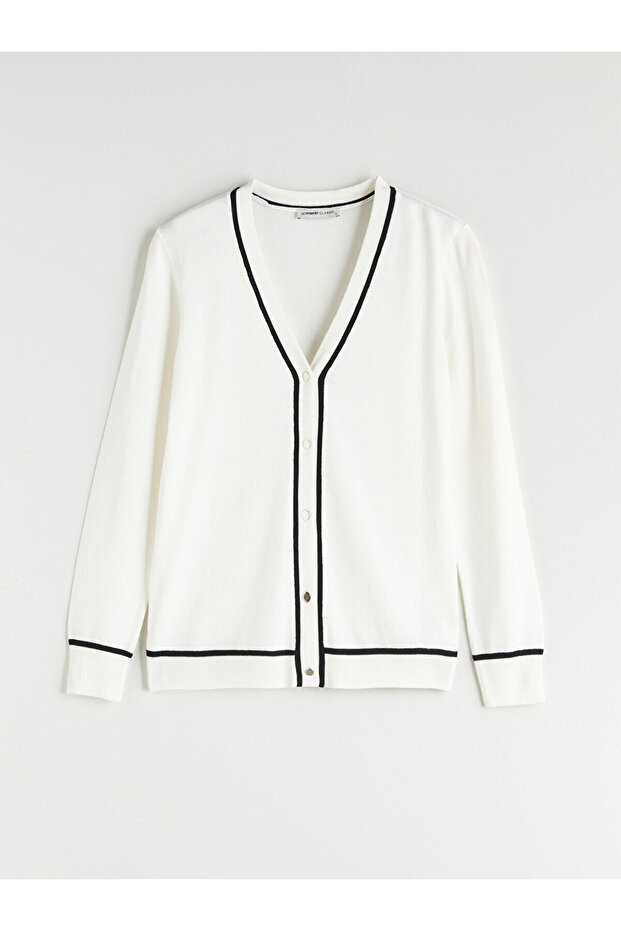 V Yaka Kadın Triko Hırka - 7