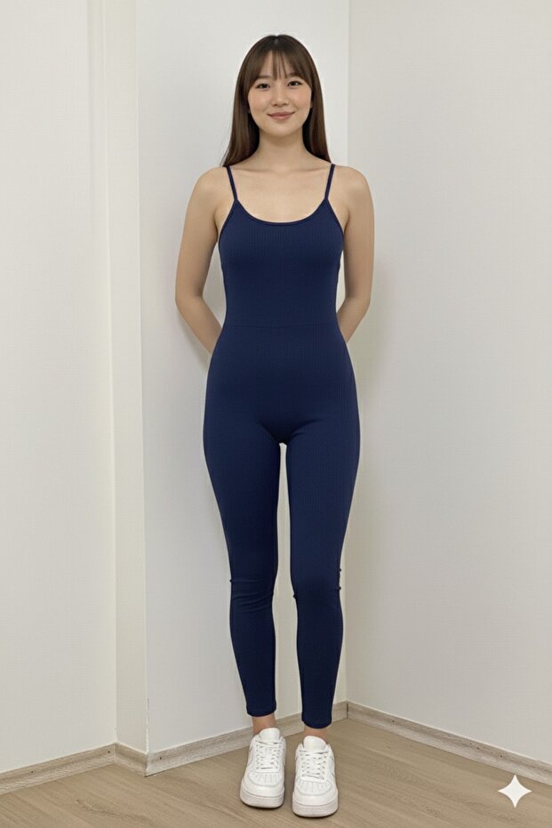 Women's Tight-Fitting Long Leggings Jumpsuit with Lycra Straps