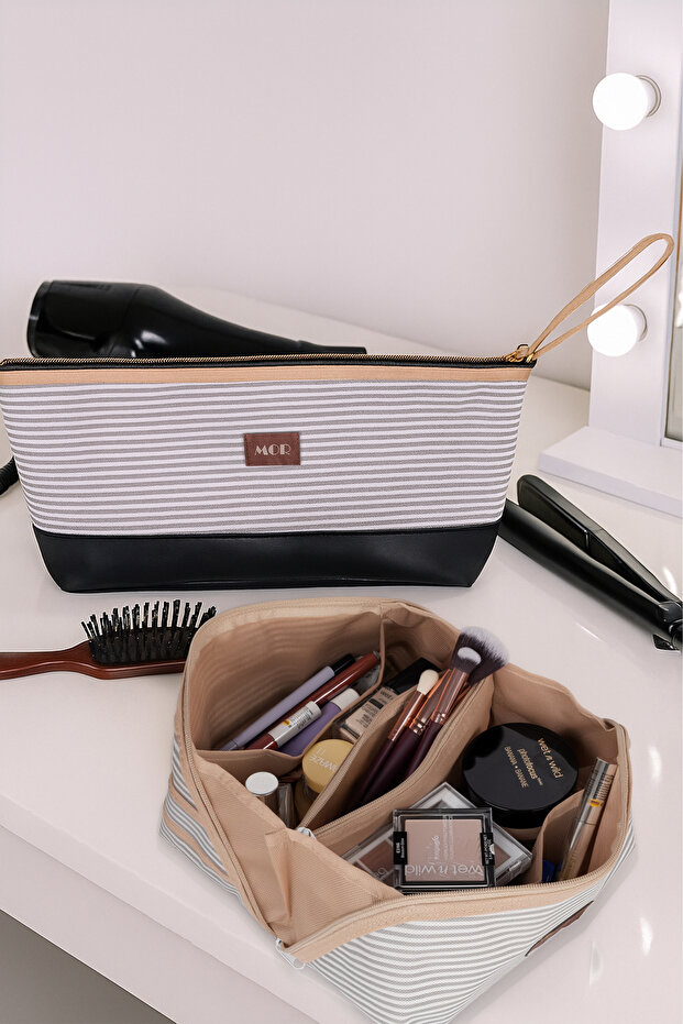 Makeup bag and hair straightener bag (gray)