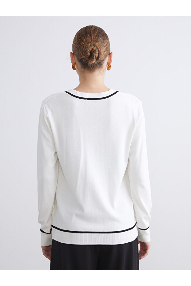 V Yaka Kadın Triko Hırka - 5