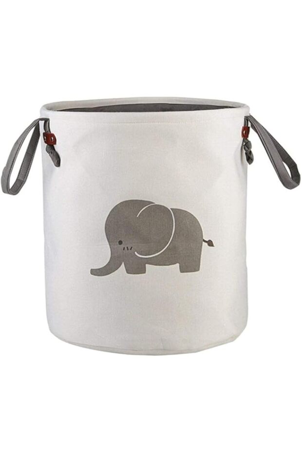 N|C Toy Double Layer Canvas Storage Basket (Grey) - 1