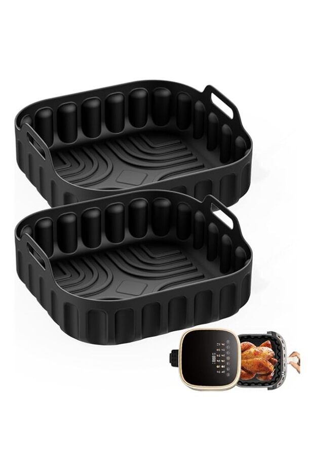 Azonee 7in Air Fryer Silicone Liners, Reusable Square Silicone Air Fryer Liner, Reusable Food Grade