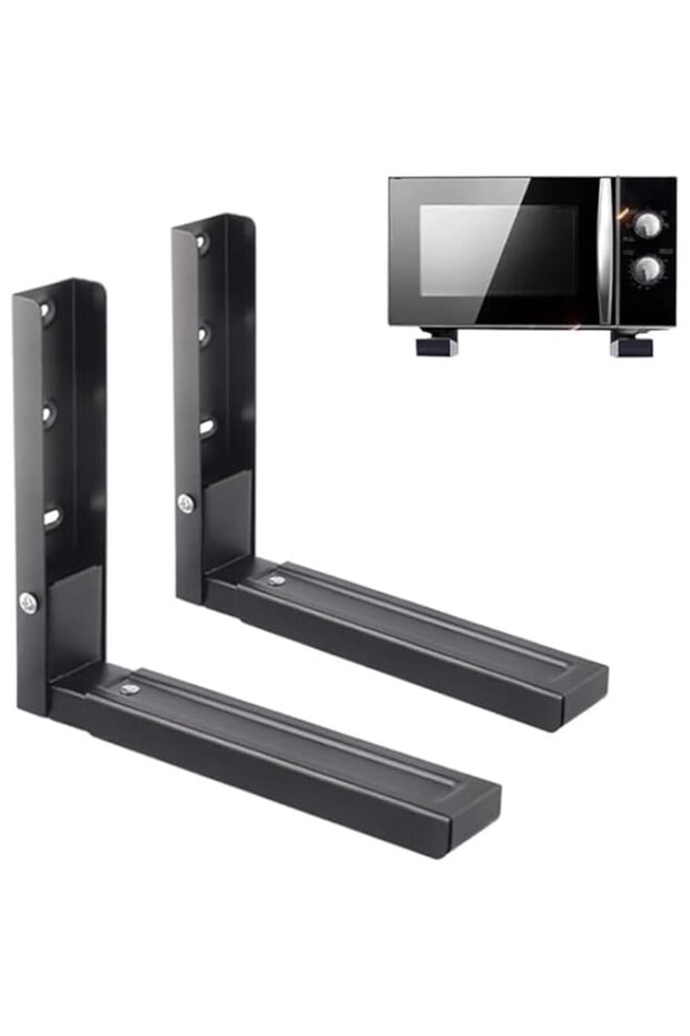 X spring Microwave Oven Brackets, Folding Adjustable Depth Hanging Space Saving Oven Shelf, Wall Mou