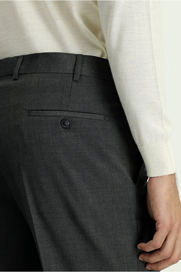 Regular Fit Yünlü Düz Klasik Pantolon - 6