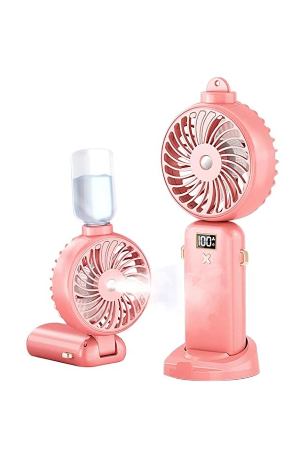 Folding Neck with Water Mist Misting Fan, Handheld Misting Fan, Large Capacity Battery Portable Mini